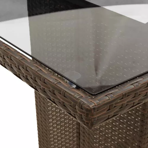  7 részes barna polyrattan kerti étkezőgarnitúra párnával
