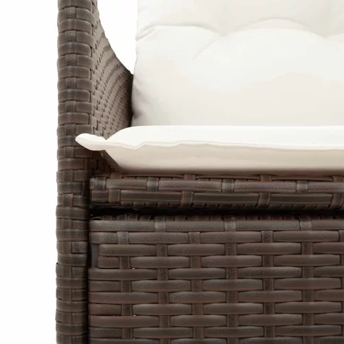  7 részes barna polyrattan kerti étkezőgarnitúra párnával