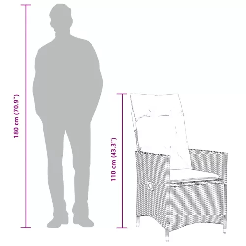  7 részes barna polyrattan kerti étkezőgarnitúra párnával