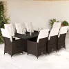  9 részes barna polyrattan kerti étkezőgarnitúra párnákkal