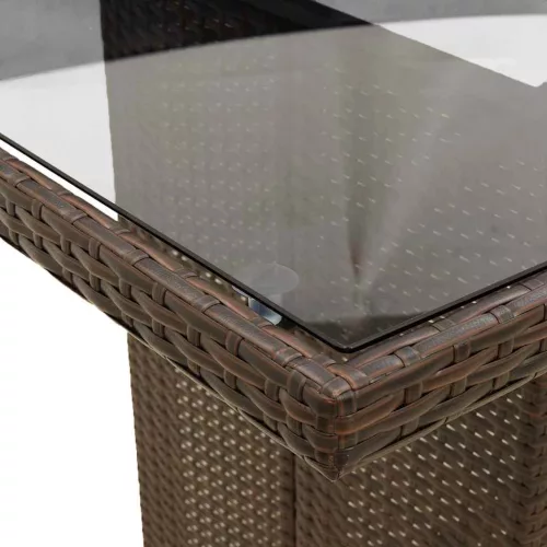  9 részes barna polyrattan kerti étkezőgarnitúra párnákkal