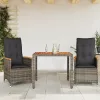  3 részes szürke polyrattan bisztrógarnitúra párnákkal