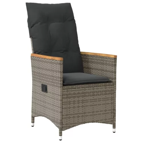  3 részes szürke polyrattan bisztrógarnitúra párnákkal