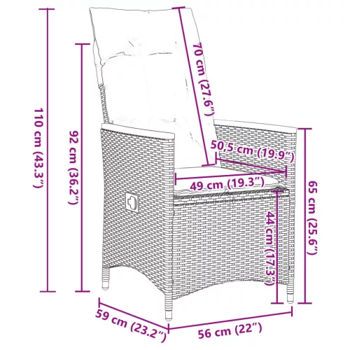  3 részes szürke polyrattan bisztrógarnitúra párnákkal