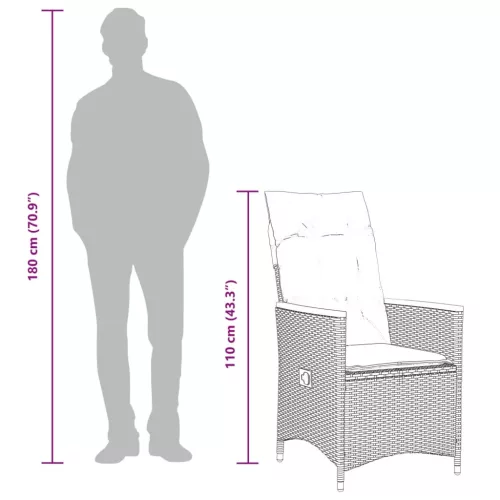  3 részes szürke polyrattan bisztrógarnitúra párnákkal