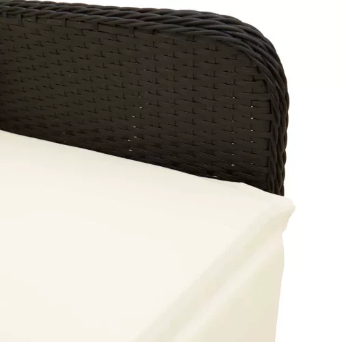  9 részes fekete polyrattan kerti bisztrógarnitúra párnákkal