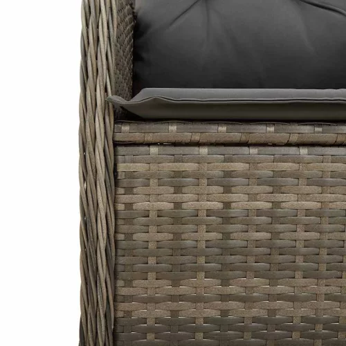  7 részes szürke polyrattan kerti bisztrógarnitúra párnákkal