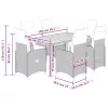  7 részes szürke polyrattan kerti bisztrógarnitúra párnákkal