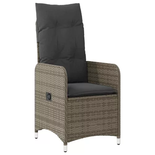  7 részes szürke polyrattan kerti bisztrógarnitúra párnákkal