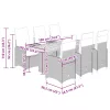  7 részes szürke polyrattan kerti bisztrógarnitúra párnákkal