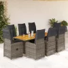  9 részes szürke polyrattan kerti bisztrógarnitúra párnákkal