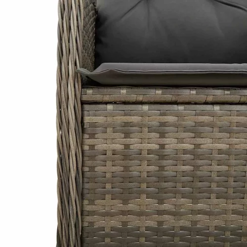  9 részes szürke polyrattan kerti bisztrógarnitúra párnákkal