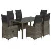  7 részes szürke polyrattan kerti bisztrógarnitúra párnákkal
