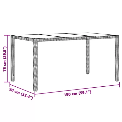  7 részes szürke polyrattan kerti bisztrógarnitúra párnákkal