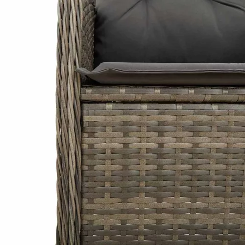  7 részes szürke polyrattan kerti bisztrógarnitúra párnákkal