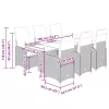  7 részes szürke polyrattan kerti bisztrógarnitúra párnákkal