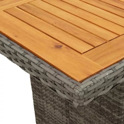  9 részes szürke polyrattan kerti bisztrógarnitúra párnákkal