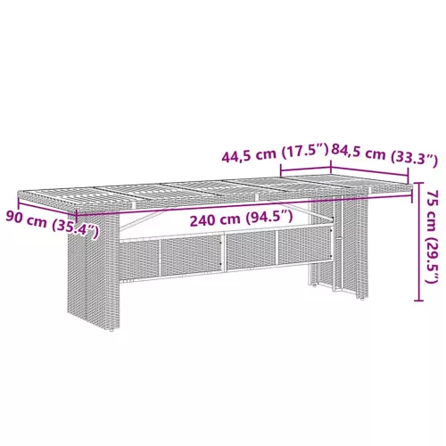  11 részes szürke polyrattan kerti bisztrógarnitúra párnákkal