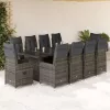  11 részes szürke polyrattan kerti bisztrógarnitúra párnákkal