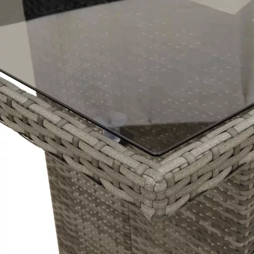  11 részes szürke polyrattan kerti bisztrógarnitúra párnákkal