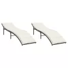  2 db barna polyrattan napozóágy párnával