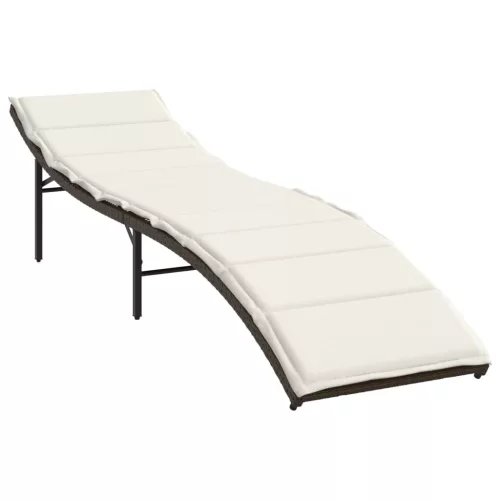  2 db barna polyrattan napozóágy párnával