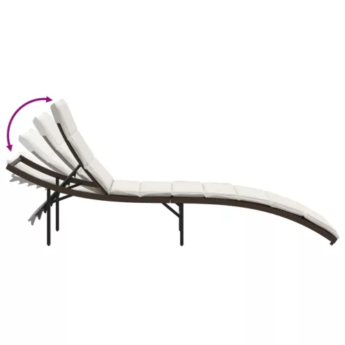  2 db barna polyrattan napozóágy párnával