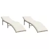  2 db bézs polyrattan napozóágy párnával