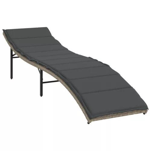  2 db világosszürke polyrattan napozóágy párnával