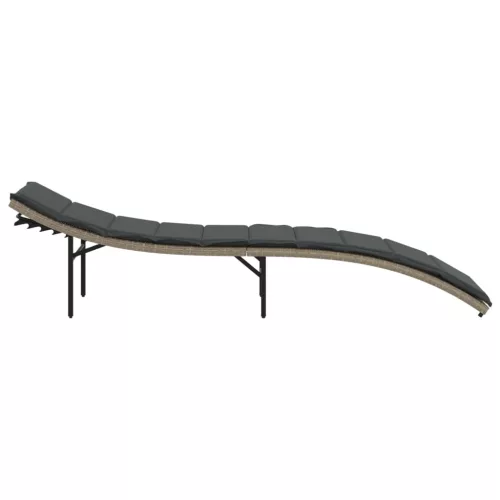  2 db világosszürke polyrattan napozóágy párnával