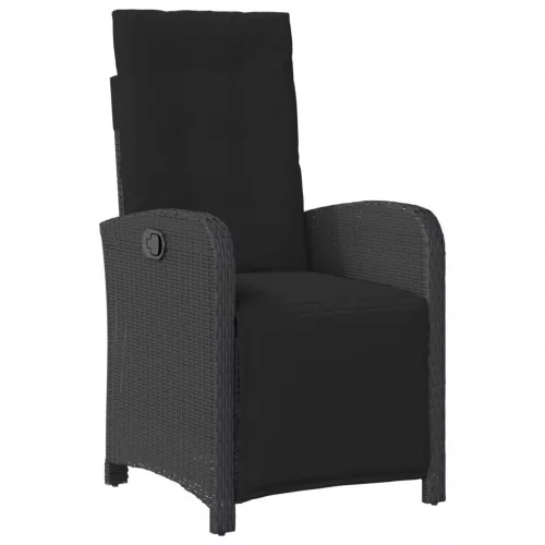  5 részes fekete polyrattan kerti étkezőgarnitúra párnákkal