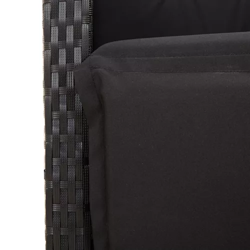  5 részes fekete polyrattan kerti étkezőgarnitúra párnákkal