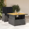  2 részes fekete polyrattan kerti étkezőgarnitúra párnával