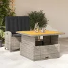  2 részes szürke polyrattan kerti étkezőgarnitúra párnákkal