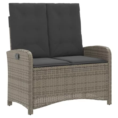  2 részes szürke polyrattan kerti étkezőgarnitúra párnákkal