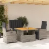  4 részes szürke polyrattan kerti étkezőszett párnával