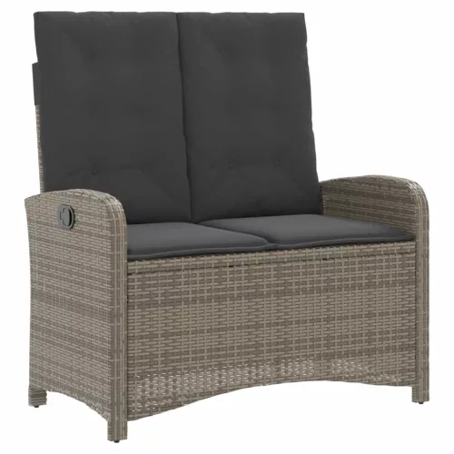  4 részes szürke polyrattan kerti étkezőszett párnával
