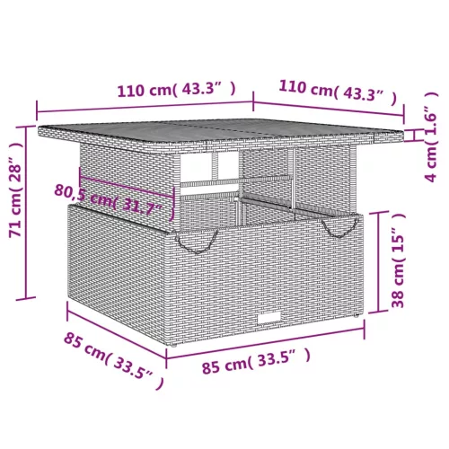  4 részes szürke polyrattan kerti étkezőszett párnával