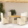  5 részes bézs polyrattan kerti étkezőgarnitúra párnákkal