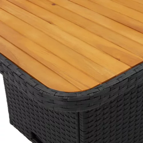  5 részes fekete polyrattan kerti étkezőgarnitúra párnákkal