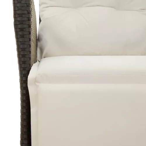  4 részes fekete polyrattan kerti étkezőszett párnákkal