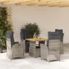  5 részes szürke polyrattan kerti étkezőgarnitúra párnával
