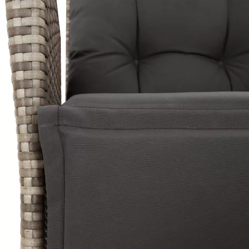  5 részes szürke polyrattan kerti étkezőgarnitúra párnával