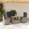  4 részes szürke polyrattan kerti étkezőszett párnával
