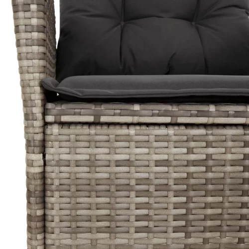  4 részes szürke polyrattan kerti étkezőszett párnával