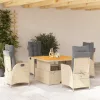  5 részes bézs polyrattan kerti étkezőgarnitúra párnákkal