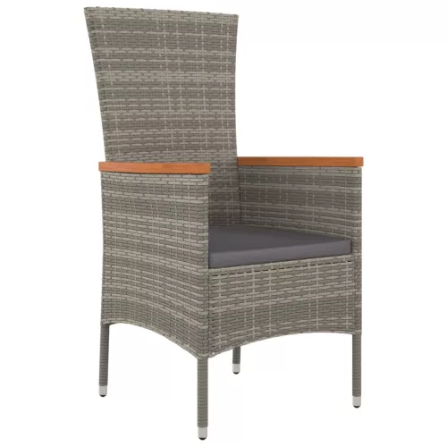  9 részes szürke polyrattan kerti étkezőgarnitúra párnával