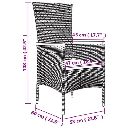  9 részes szürke polyrattan kerti étkezőgarnitúra párnával