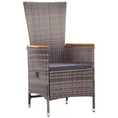  9 részes szürke polyrattan kerti étkezőgarnitúra párnával