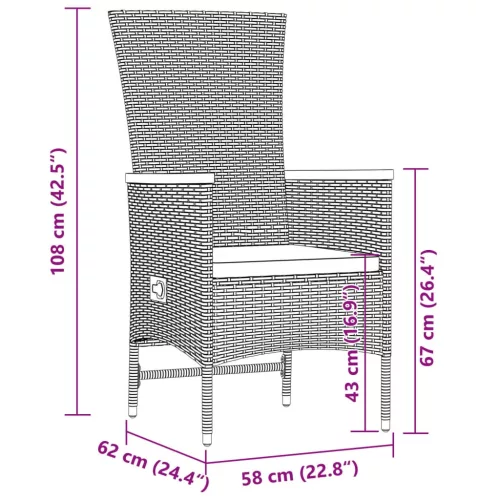  9 részes szürke polyrattan kerti étkezőgarnitúra párnával